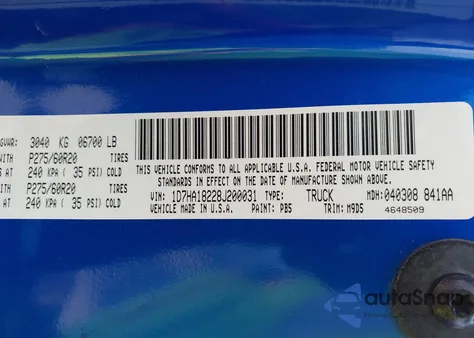 2008 Dodge Ram 1500 Slt z USA, uszkodzony, nr VIN 1D7HA18228J200031